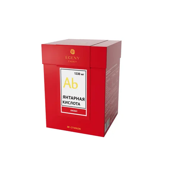 Натуральная янтарная кислота EGENY с соком кизила в стиках, 1330 мг