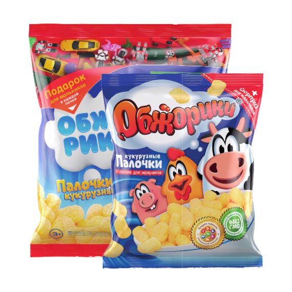 Кукурузные палочки «Обжорики»™ сладкие с подарком для мальчиков