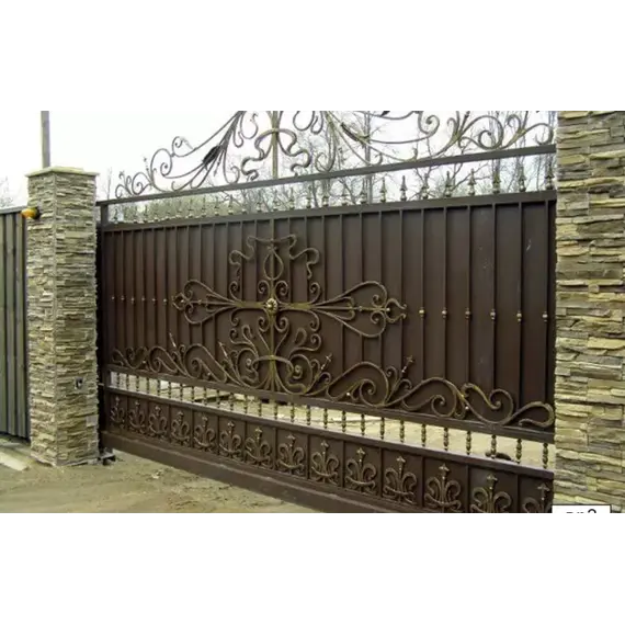 Откатные ворота с коваными узорами Арт. вр3