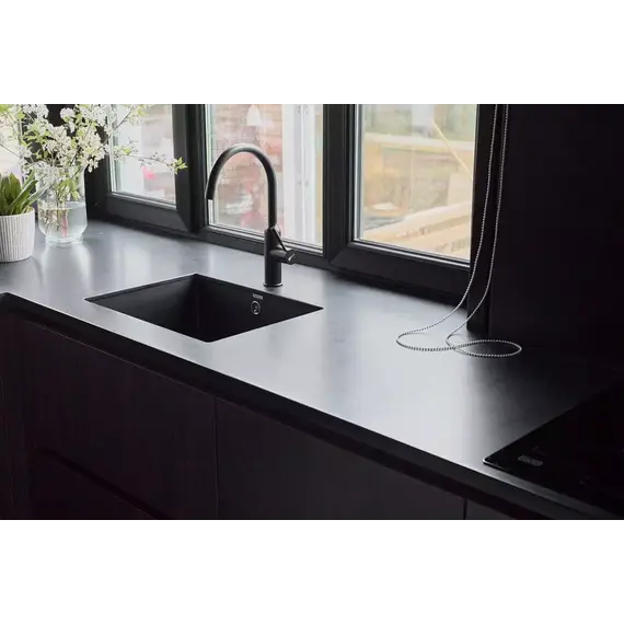 Столешница для кухни переходящая в подоконник из акрилового камня GRANDEX A-421 COAL MINE