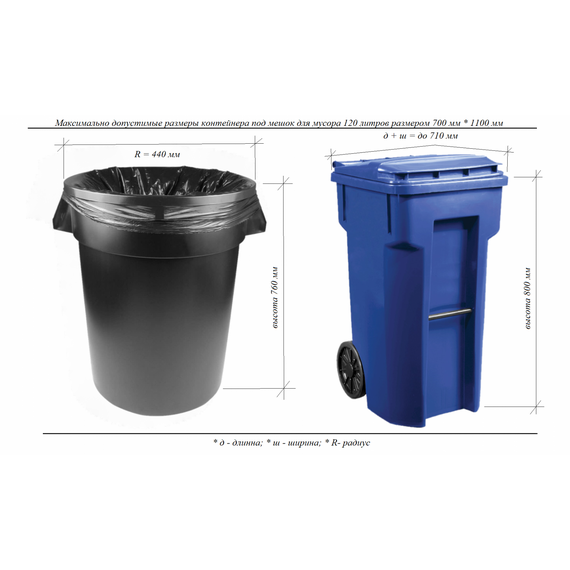 Мешки для мусорных баков 120л