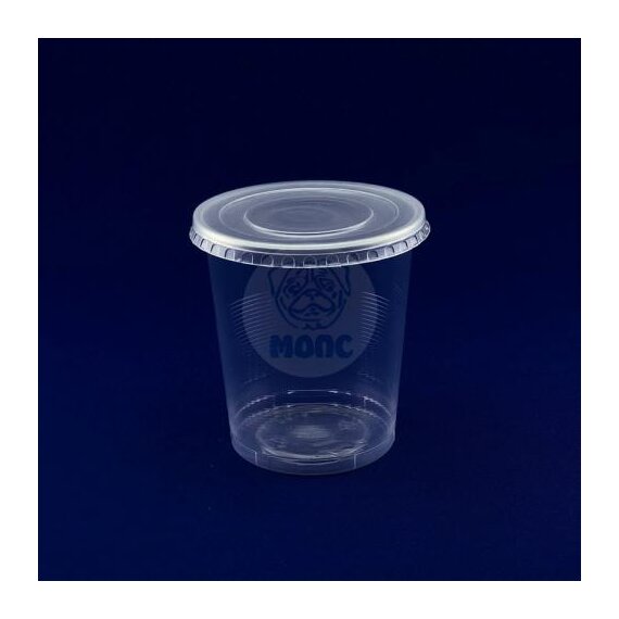 Стакан контейнер пищевой одноразовый пластиковый 0,5л Бочка с крышкой Ф94,5х104мм 50/20/1000
