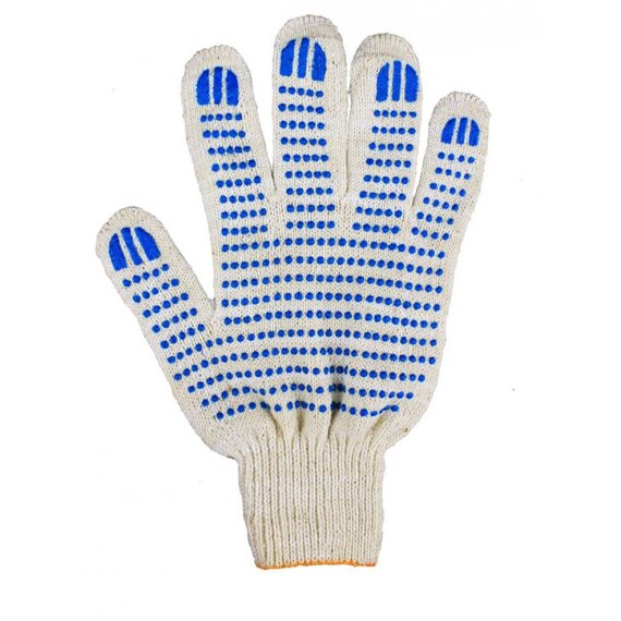 Перчатки трикотажные с ПВХ 5 нитей 10 класс белые