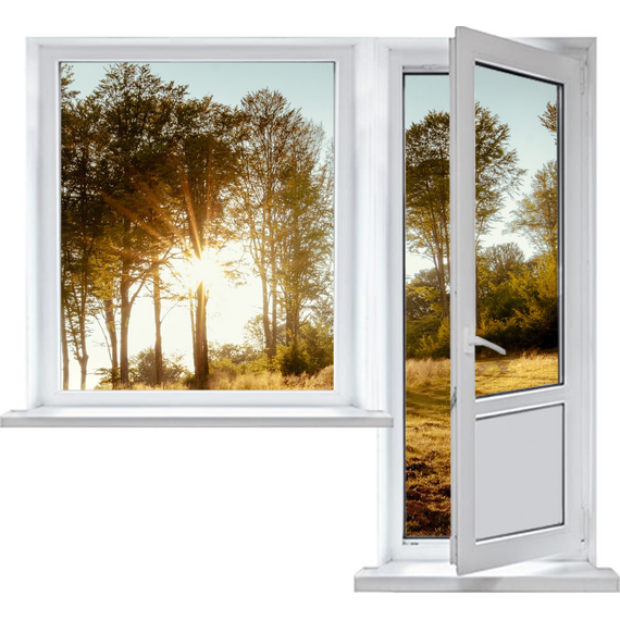 Четырехстворчатое пластиковое окно