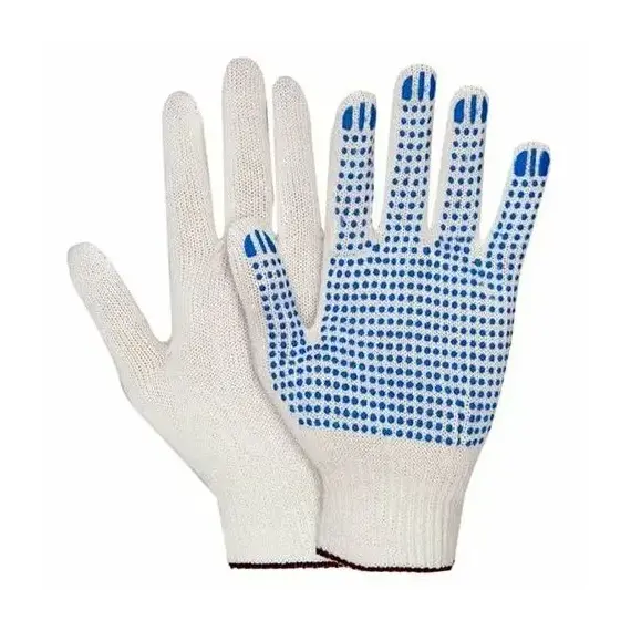 Перчатки х/б рабочие цвет Белый, класс 10, протектор "Точка" 4 нити