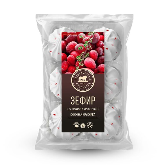 Зефир "Снежная брусника" с ягодами брусники