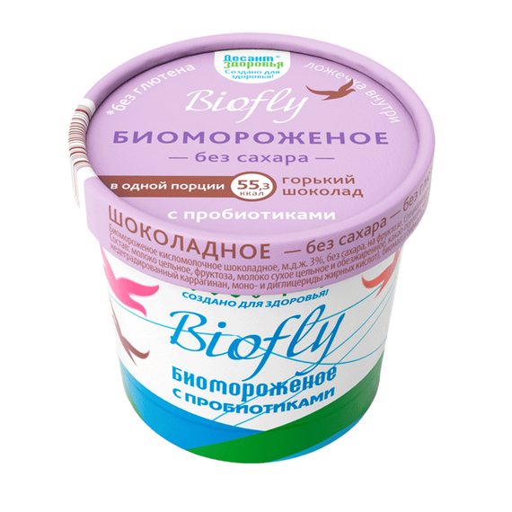 Биомороженое кисломолочное BIOFLY Горький шоколад