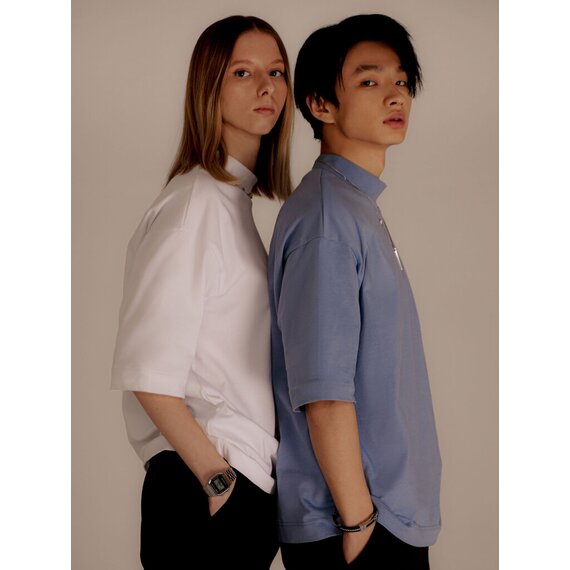 Футболка ALEXINSTYLE с высоким воротником MOCK-NECK белая