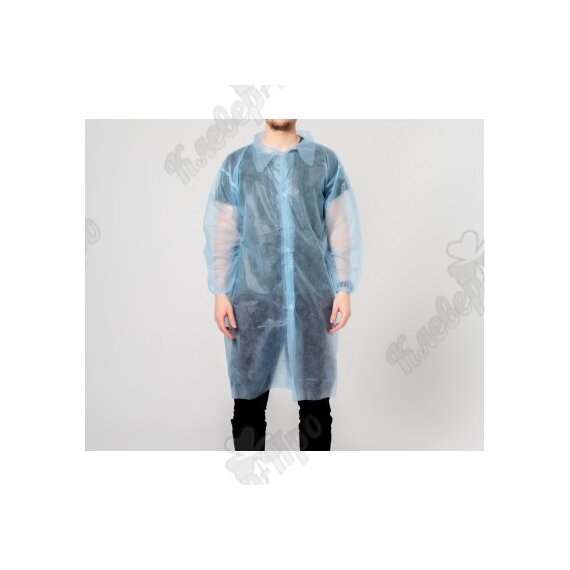 Халат процедурный на липучке, рукав на манжете голубой