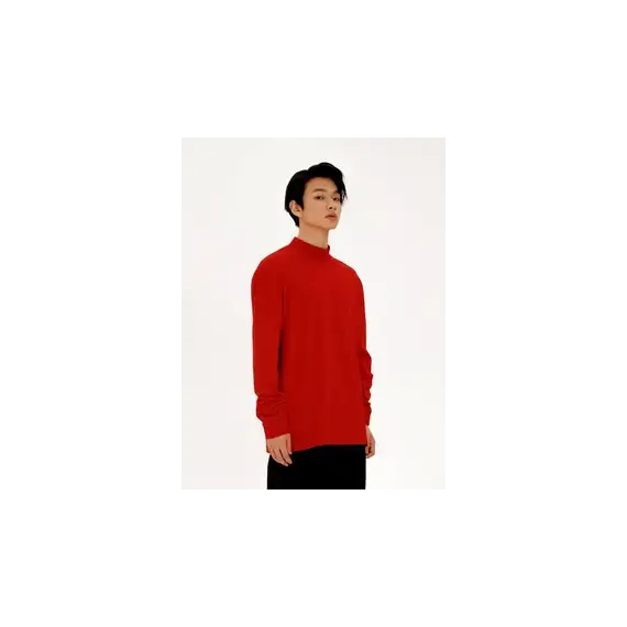 Лонгслив ALEXINSTYLE с высоким воротником MOCK-NECK красный