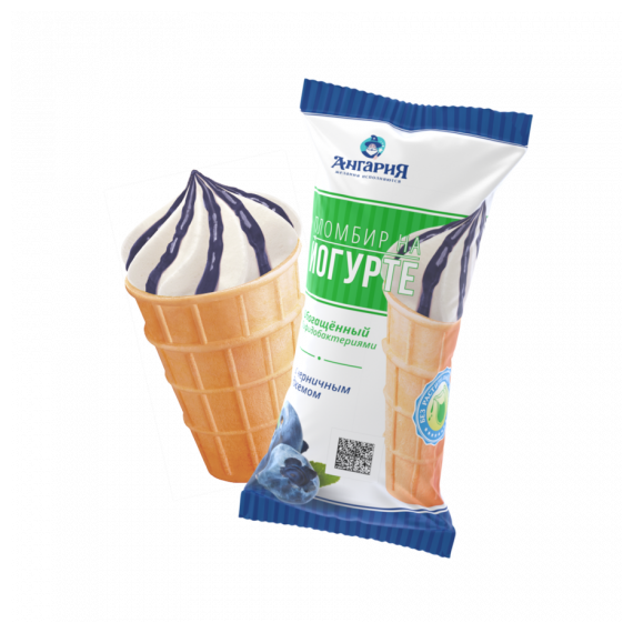 Мороженое Пломбир на йогурте с черничным джемом