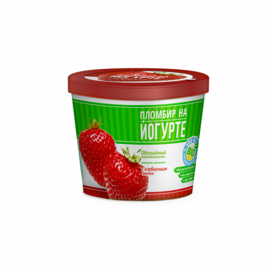 Мороженое Пломбир на йогурте с клубничным джемом