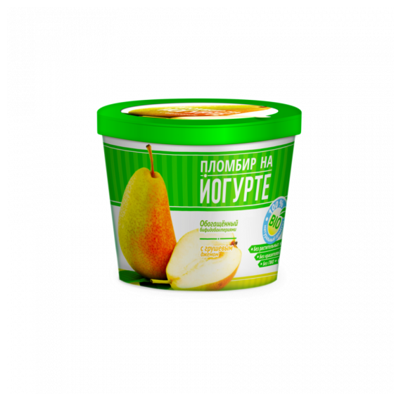 Мороженое Пломбир на йогурте с грушевым джемом