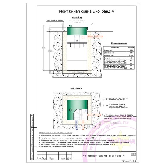 Автономная канализация Эко-Гранд 4 с двумя компрессорами