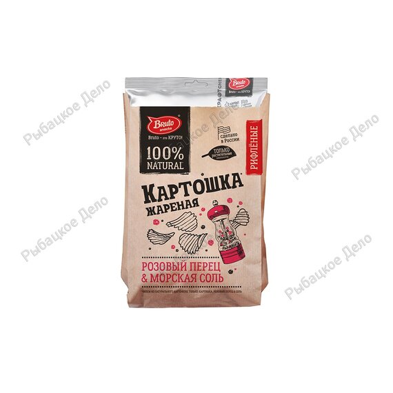 Чипсы «BRUTO Крафт» рифленые розовый перец/соль 130г
