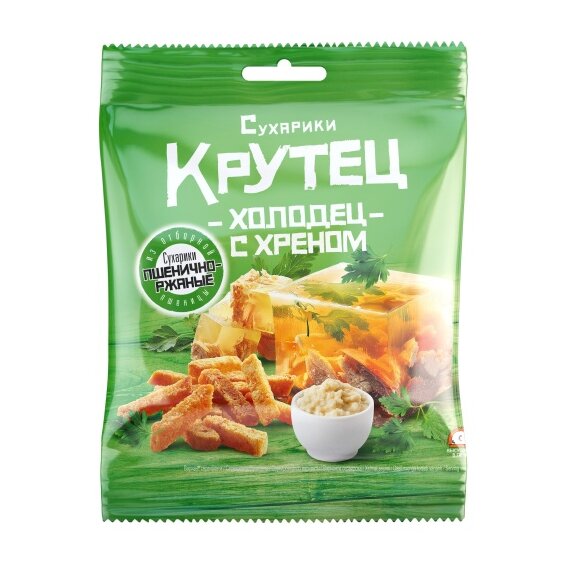 Сухарики КРУТЕЦ со вкусом холодец с хреном, 35 гр.