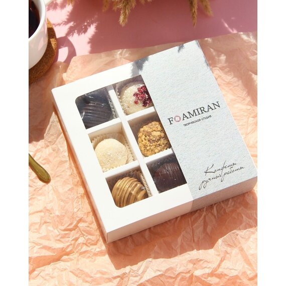 Наборы шоколадных трюфелей ручной работы 9 шт. с логотипом