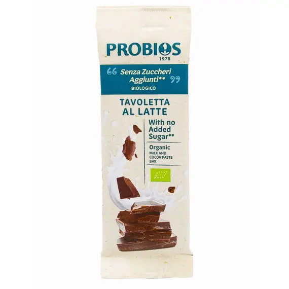 Молочный шоколад 35% Органик без сахара и глютена PROBIOS Италия, 50г