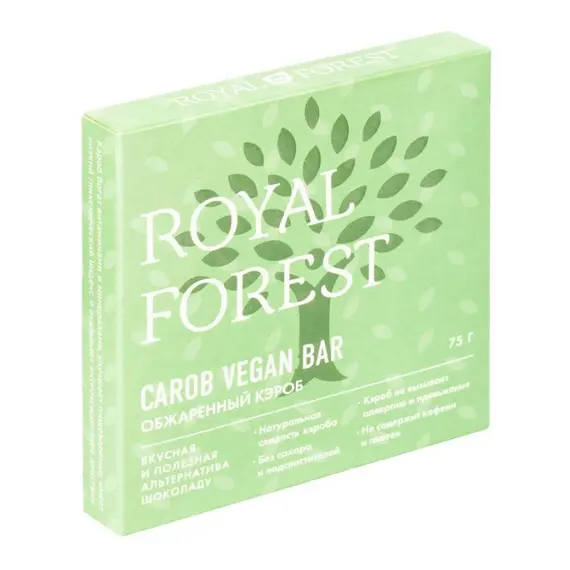 Шоколад из кэроба веганский ROYAL FOREST из обжаренного кэроба, 75 гр