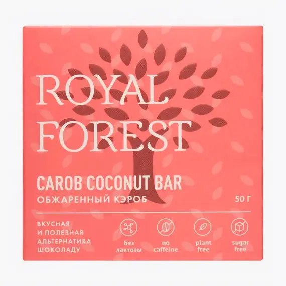 Шоколад из обжаренного кэроба CAROB COCONUT BAR ROYAL FOREST, 50 гр