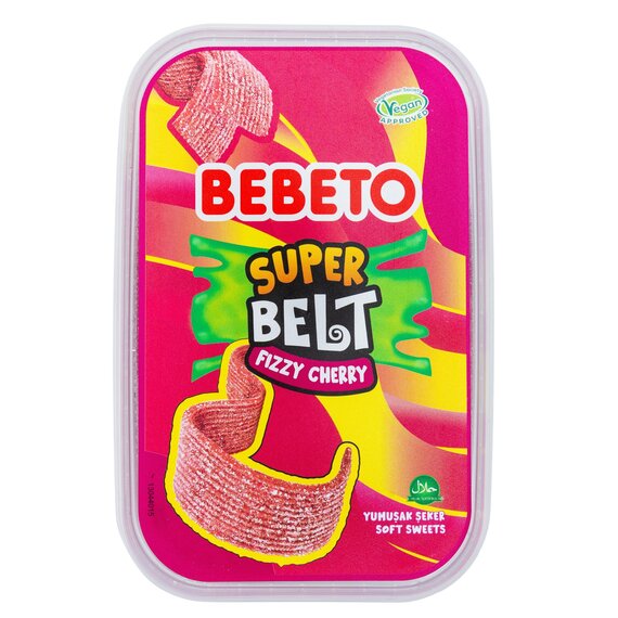 BEBETO Жев.мармелад SUPER BELT FIZZY CHERRY со вкусом вишни - 400 г.