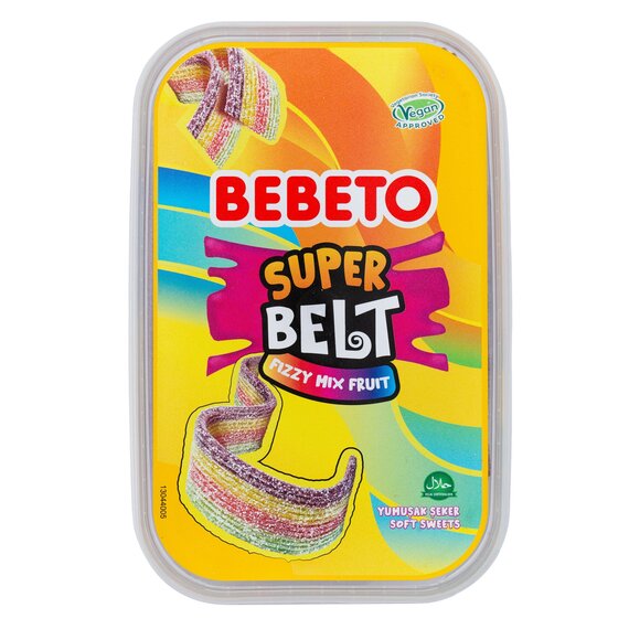 BEBETO Жев.мармелад SUPER BELT FIZZY MIX FRUIT со вкусом тутти-фрутти - 400 г.