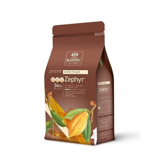 Шоколад белый CACAO BARRY ZEPHYR 34% 200 гр