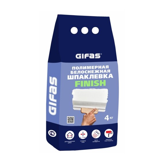 Полимерная белоснежная шпаклевка FINISH 4 кг