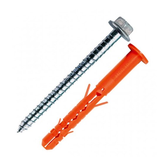 MBK-STB Универсальный фасадный дюбель MUNGO 10х120мм с бортиком со стопорным шурупом (оцинкованная сталь)