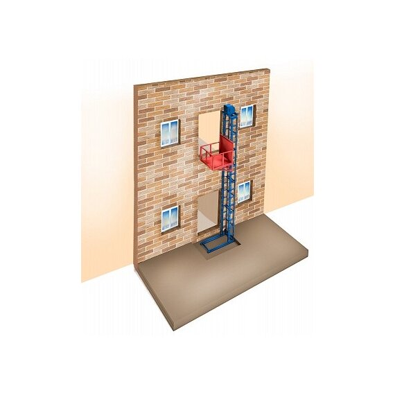 Мачтовый подъемник снаружи здания