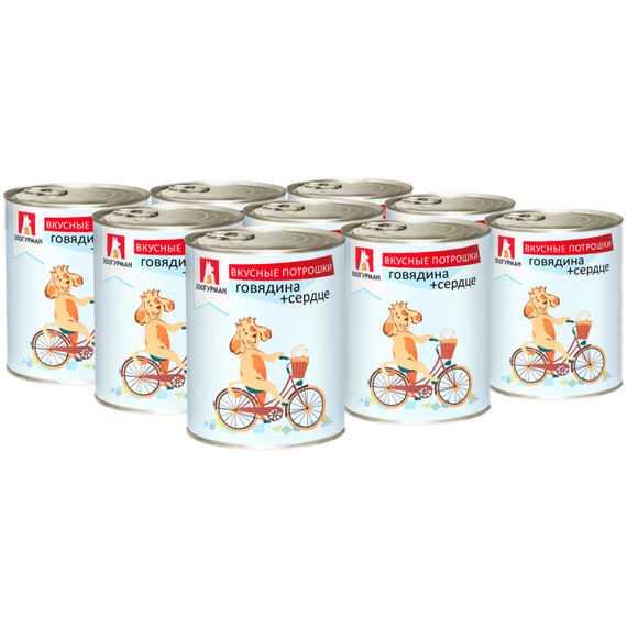 Зоогурман «Вкусные Потрошки», Говядина+Сердце, 750г, влажный корм для собак