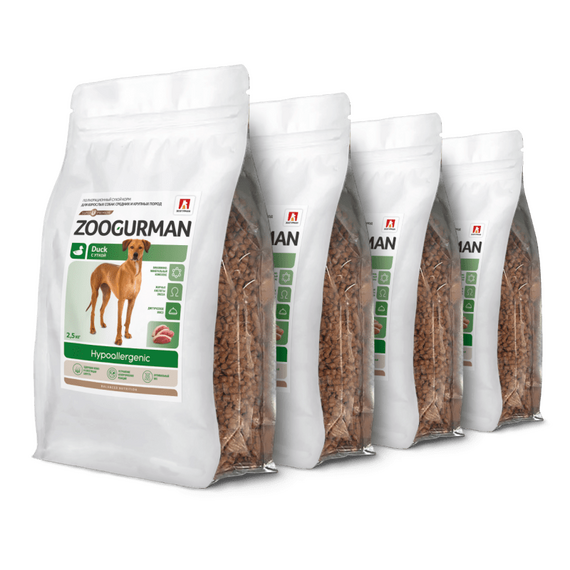 Полнорационный сухой корм для взрослых собак средних и крупных пород Зоогурман, HYPOALLERGENIC, 2,5кг