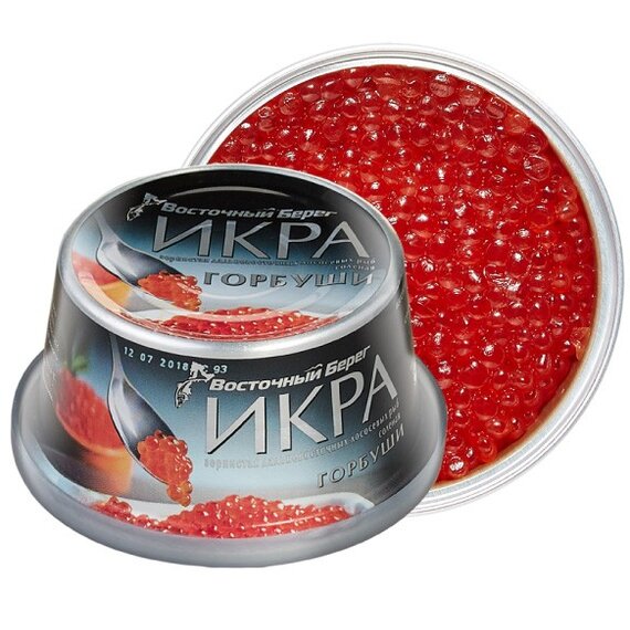 Икра горбуши соленая, алюминиевая банка с кольцом, 125 г