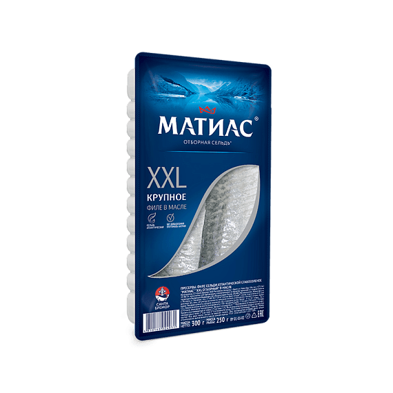 Филе сельди "Матиас" "XXL крупное" в масле (300 г)