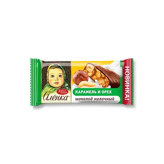 Молочный шоколад "Аленка" с мягкой карамелью и орехом