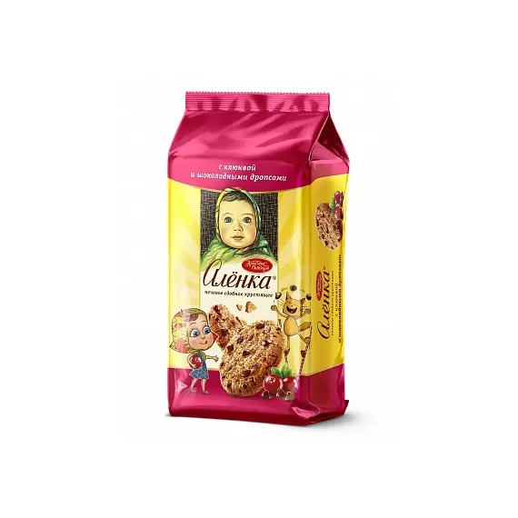 Печенье "Аленка" хрустящее с клюквой и шоколадными дропсами
