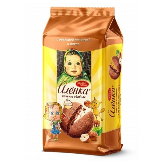Печенье Алёнка с ореховой начинкой и какао, изделие кондитерское