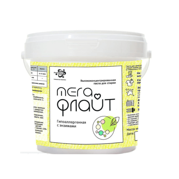 Высококонцентрированная паста для стирки Мега "Флайт" с энзимами Гипоаллергенная