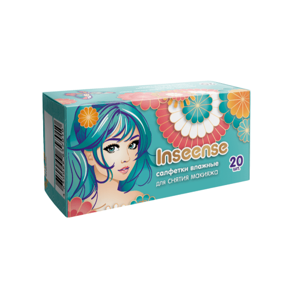 Салфетки влажные косметические для снятия макияжа INSEENSE 20шт