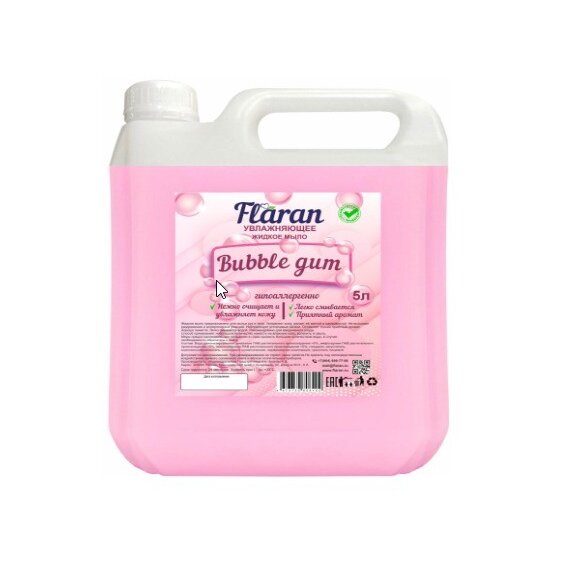 Жидкое мыло увлажняющее "бабл гум" FLARAN 5л