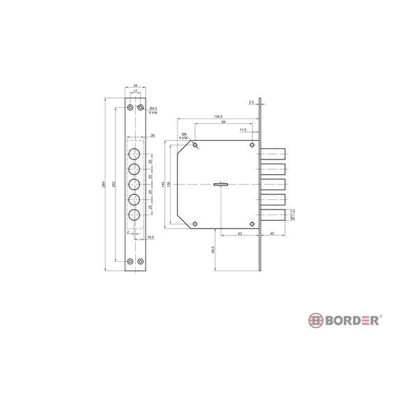 Замок врезной BORDER К 8-6 Пт