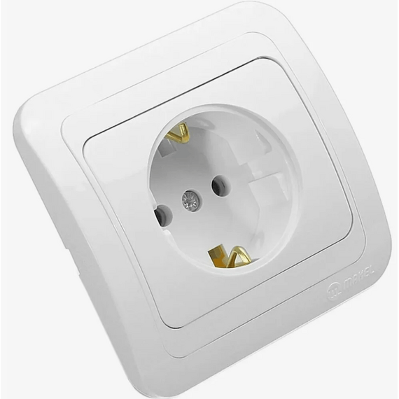 Розетка одноместная с з/к 16А 220В "ПАНДОРА" белая