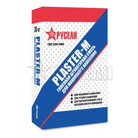 Гипсовая штукатурка ПЛАСТЕР- M для машинного нанесения (серого цвета), 30 кг