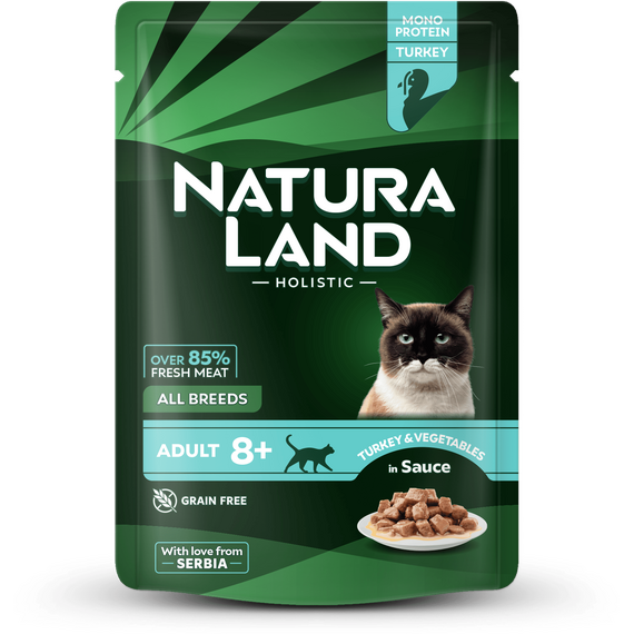 Влажный корм Кусочки из индейки с овощным пюре (для пожилых стерелизованных кошек старше 8 лет)