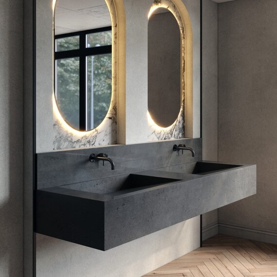 Подвесная раковина из бетона