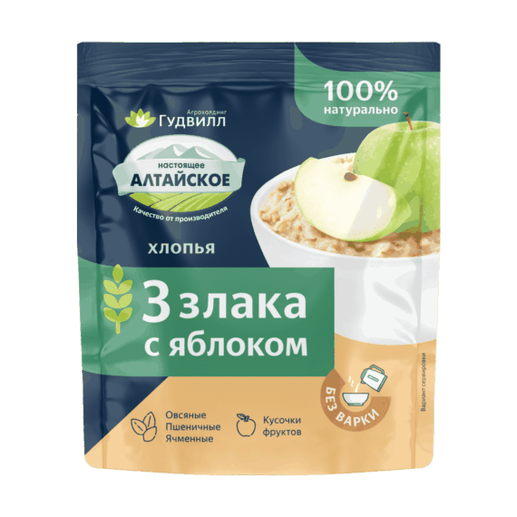Хлопья 3 злака с яблоком 40 г
