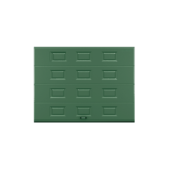 Секционные ворота DOORHAN стальные 3200х2000 цвета RAL 6005 (зелёный) с дизайном «филенка» без автоматики