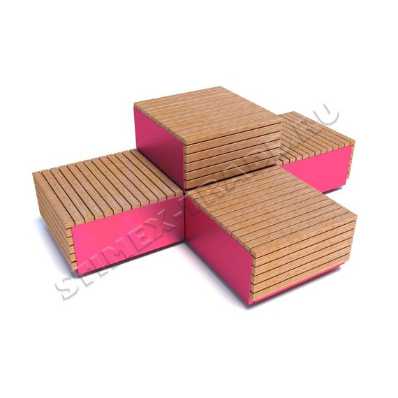 Скамейка трибуна модульная из квадратных блоков С732-3