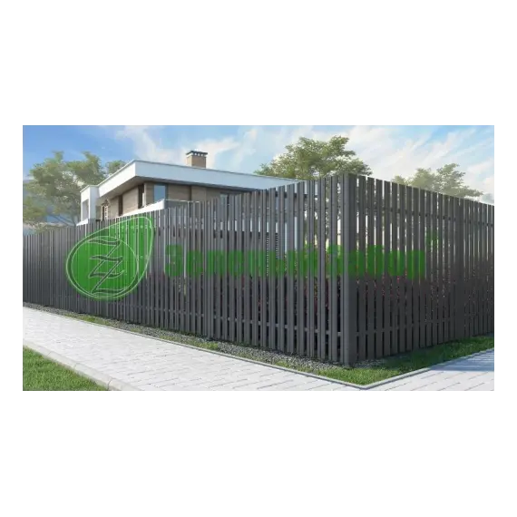 Забор из евроштакетника с шагом 2 см, высота 2 м