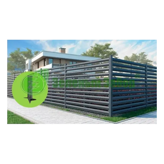 Забор из металлического штакетника с шагом 4 см горизонтальное расположение-2 м